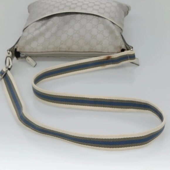 GUCCI GG Canvas Sherry Line Shoulder Bag Gray Silver blue 145857 Auth bs23771 - Picture 7 of 16